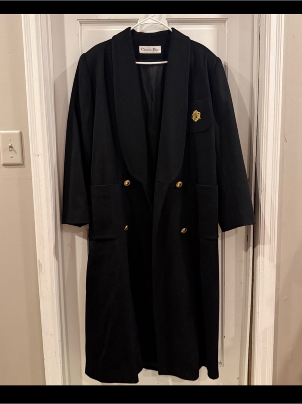 Vintage Christian Dior Double Breasted Wool Coat